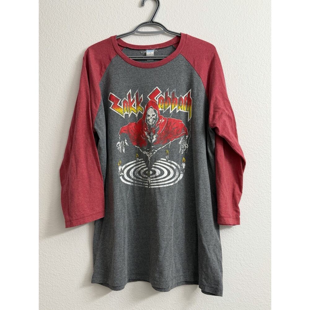 Zakk Sabbath Shirt 3/4 Sleeve Retro Vintage Style Black Cover Band Shirt Raglan